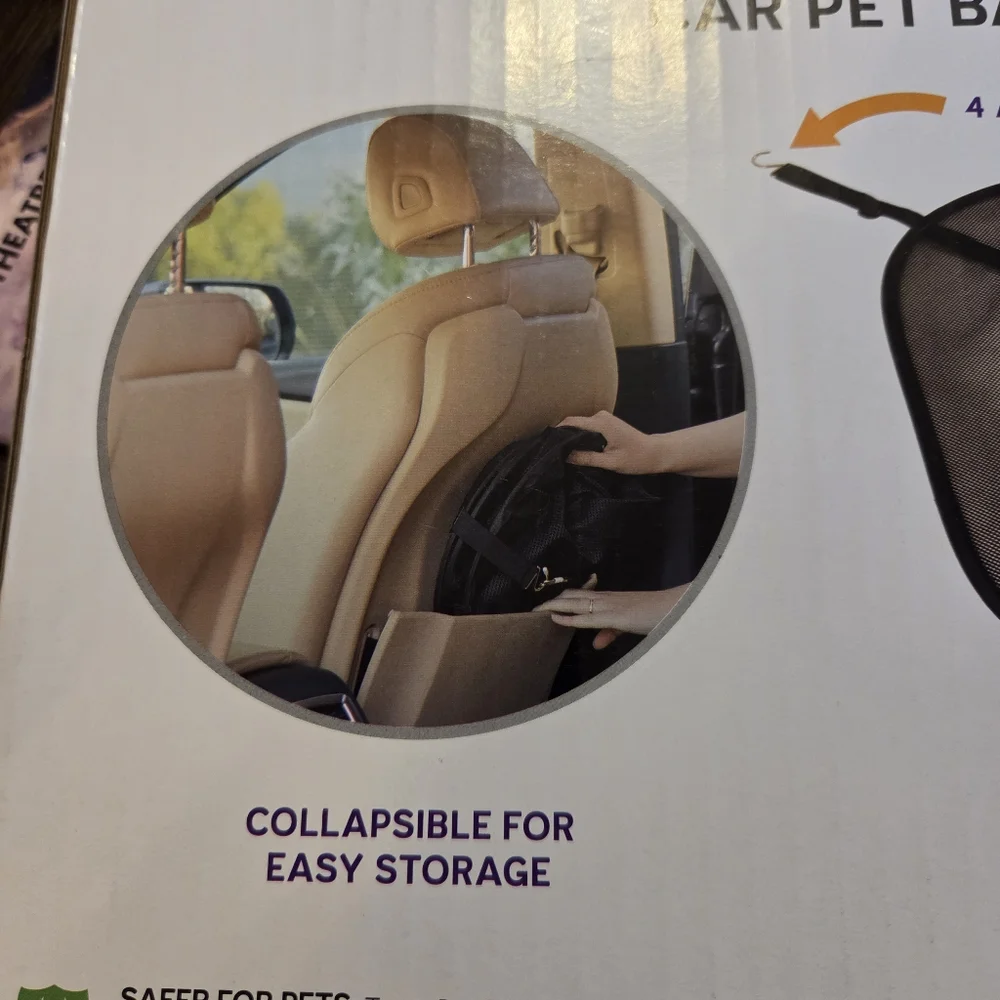 Trusty Pup NWT Black Mesh Car Pet Barrier Easy to Install Folds For Storage